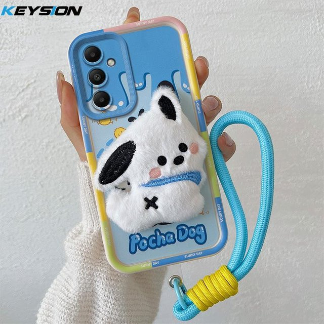 KEYSION 3D-Cartoon-Plüschhülle mit Lanyard für Samsung Galaxy A55 5G, A25, A15 und A05S in Multicolor - Bild 1