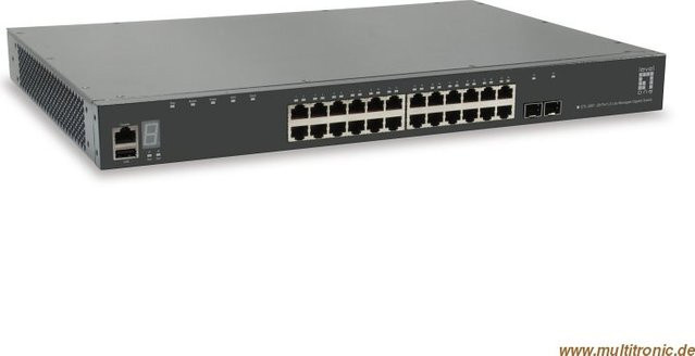 Level One GTL-2881 Stackable L3 Lite Managed GE Switch mit 28 Ports, 2x 10G SFP+ und 1x 10G Modulschacht in Schwarz-Grau - Bild 1