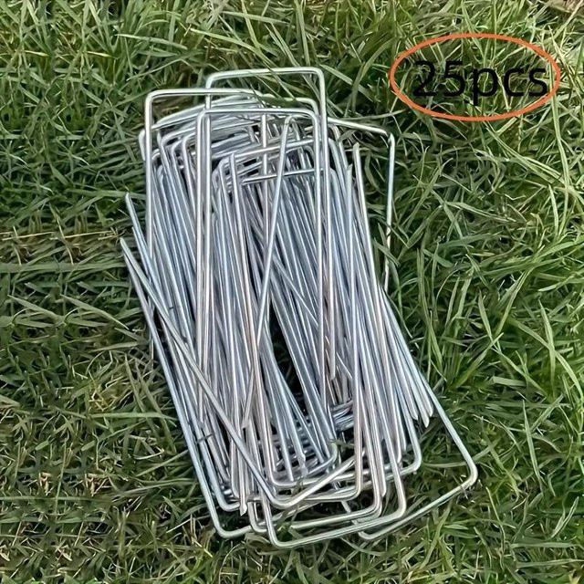 Aloisia Verzinkte U-förmige Gartenpflöcke zur Pflanzenstützung in Silber, 50 Stück - Bild 1