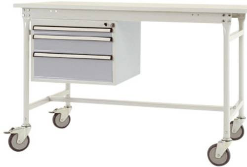 Manuflex Mobiler Gehäuse-Unterbau ZB4682.9006 in Alusilber mit 3 abschließbaren Schubfächern für Tischtiefe 800 mm - Bild 1