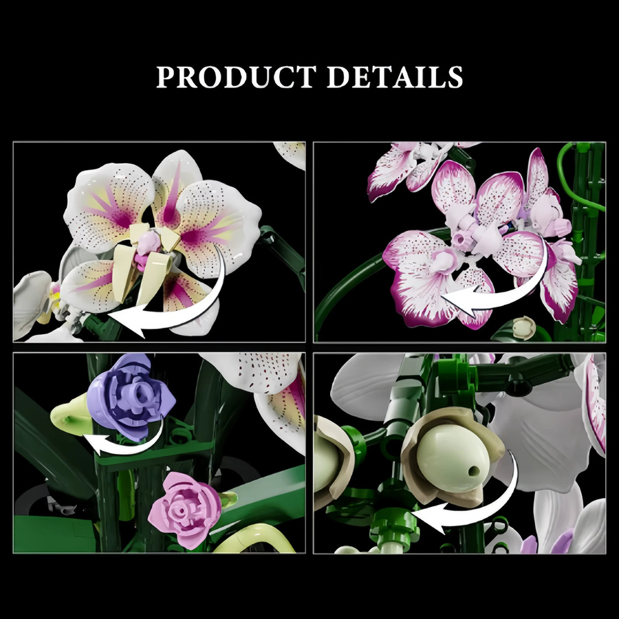 ZOCO Kreative Orchideen, Lila Blumen, Bausteine, DIY-Bausteine - Bild 3