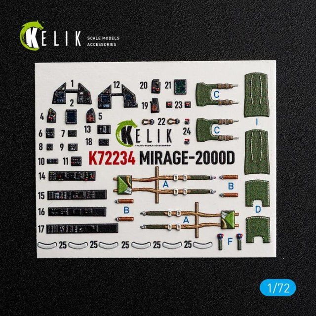 Kelik Mirage-2000D - Interior 3D-Decals, Zubehör, 1:72 - Bild 1
