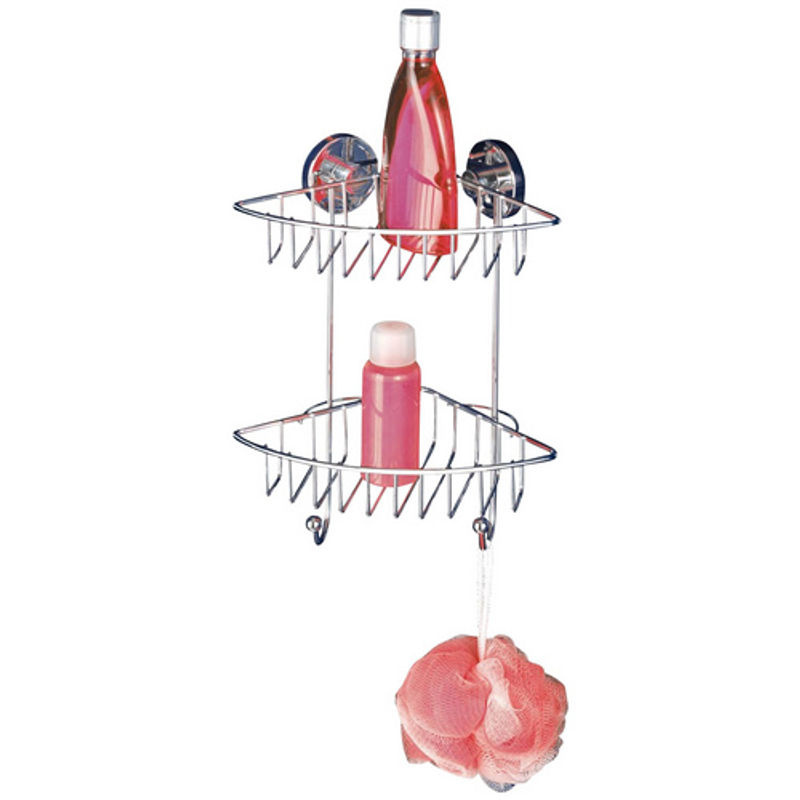 Wenko Vacuum-Loc Eckregal Bari in Chrom, silberfarben, B/H: 22,5 x 29,5 cm - Bild 2