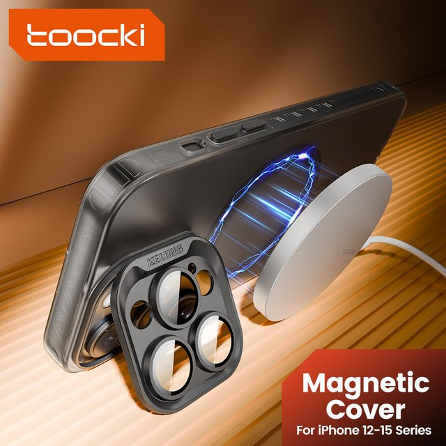 Toocki Magnetische Schutzhülle für iPhone 15 14 Pro Plus 13 12 Pro Max mit kabellosem Laden, transparent/weiß - Bild 1