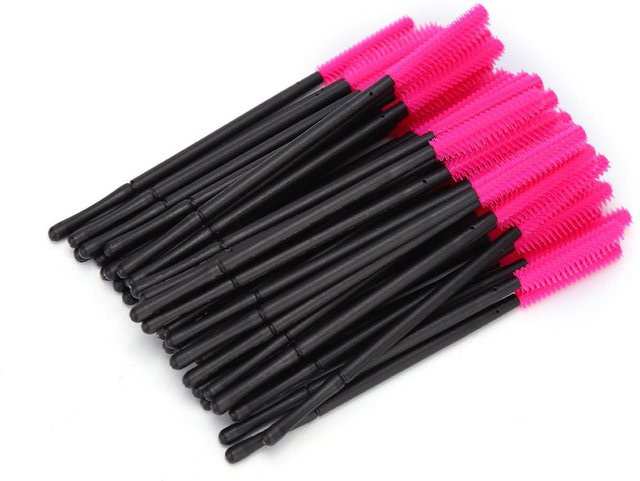 Koogeelife Wimpernbürste Einweg Mascara Applikator, 50 Stück, Rosarot - Bild 1