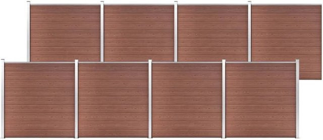 vidaXL WPC Gartenzaun mit Aluminiumprofilen in Braun, B/H: 1391 x 186 cm - Bild 1