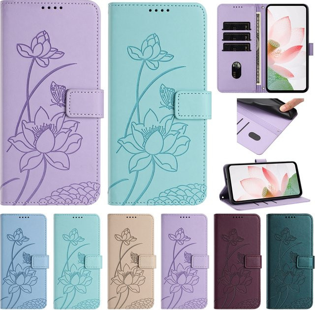 Lotus Leder Handyhülle für Samsung Galaxy A-Serie A17 A07 A56 A36 A26 A16 A55 A35 A25 A15 A54 A34 A24 A14 Flip Back Cover - Bild 1