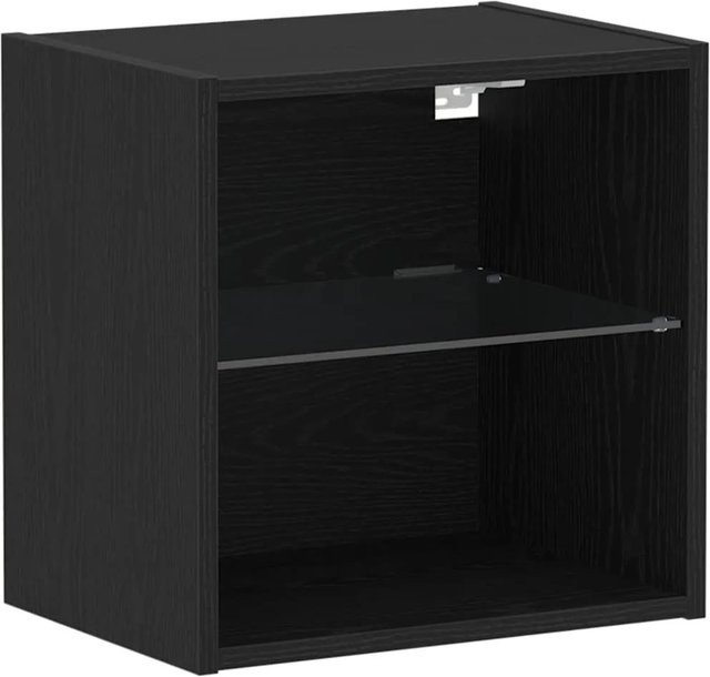 vidaXL Schwimmendes Regal mit integrierter LED-Beleuchtung in Schwarz, Eiche, B/T/H: 40 x 28,5 x 40 cm - Bild 1
