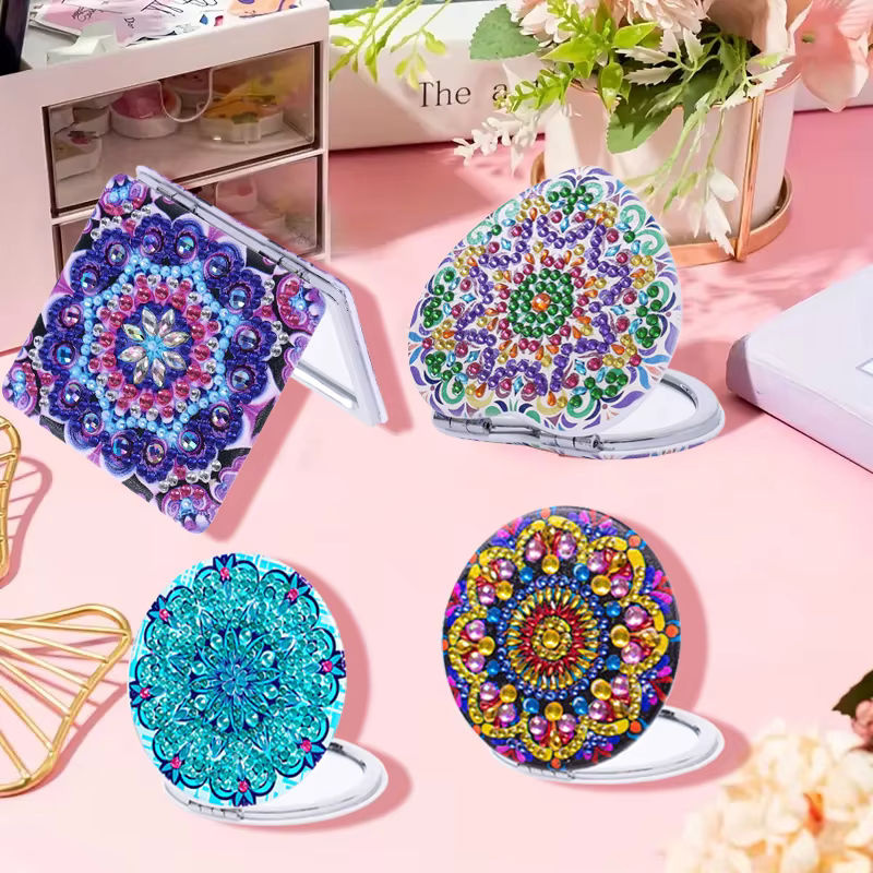 DIY Diamant-Malerei Kunstset mit Mandala-Muster und Spiegel in Mehrfarbig - Bild 4