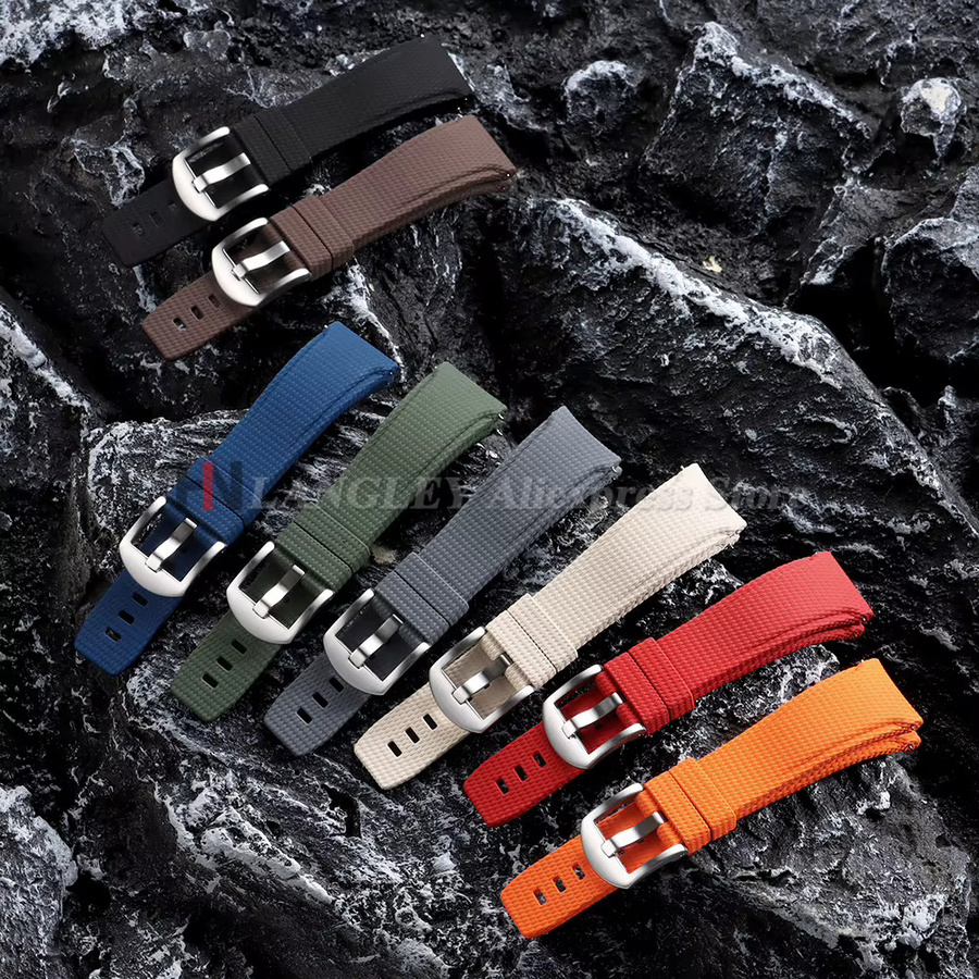 Uhrenarmband FKM-Gummi, Schwarz, Herren, 20mm 21mm 22mm - Bild 2