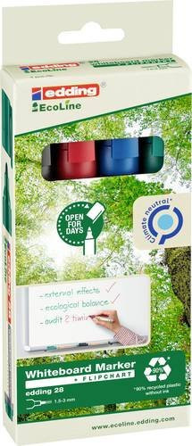 Edding 28 EcoLine Whiteboardmarker Set mit Rundspitze, nachfüllbar, 4er-Set, Multicolor (Blau, Grün, Rot, Schwarz) - Bild 1