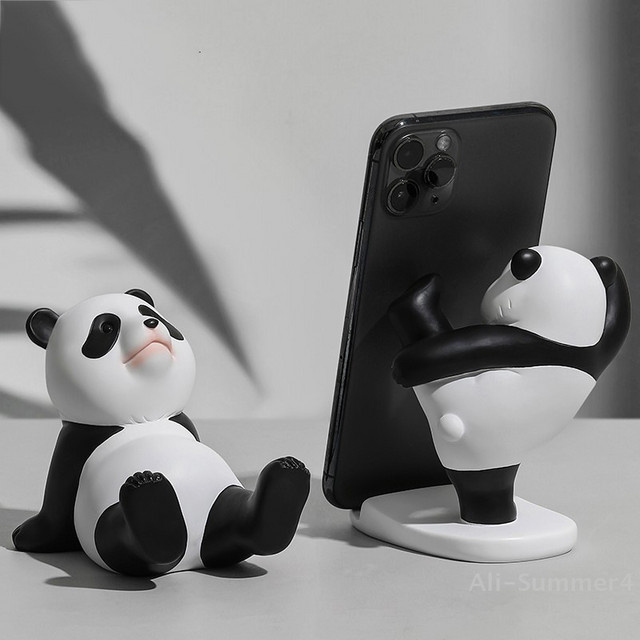 Kreative Panda Handy Ständer aus Kunststoff in Weiß zur Schreibtisch Dekoration für Home Office und Zuhause - Bild 1