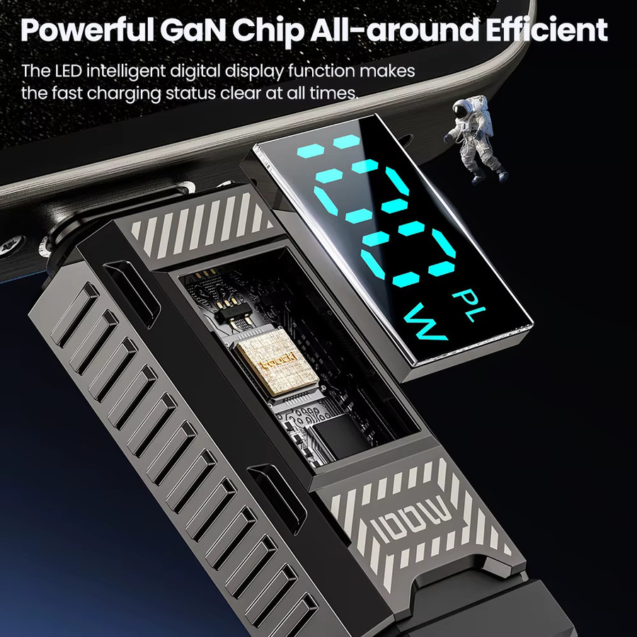 Toocki USB-C auf USB-C Datenkabel mit Display, 100W Schnellladekabel aus Zinklegierung in Weiß - Bild 3