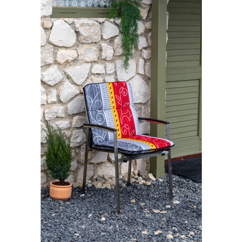 Beo Sitzauflage Elmira Niedriglehner 4er-Set, grau rot gelb Ranke, B: 96 cm, T: 47 cm - Bild 4