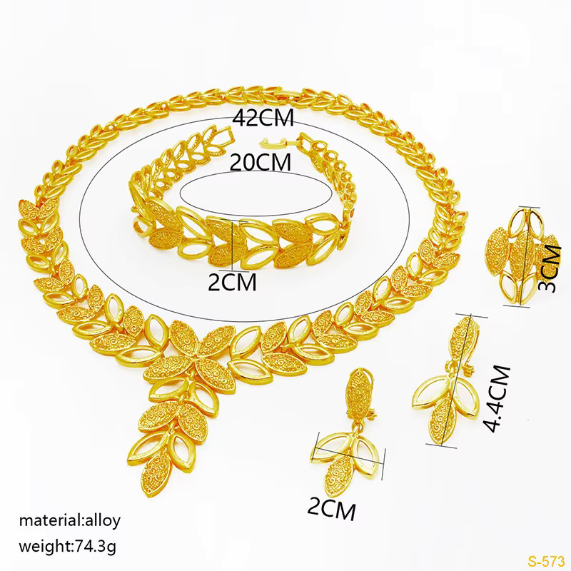 Schmuck-Set, 916 Gold, Blatt-Anhänger, Halskette, Ohrringe, Damen - Bild 5