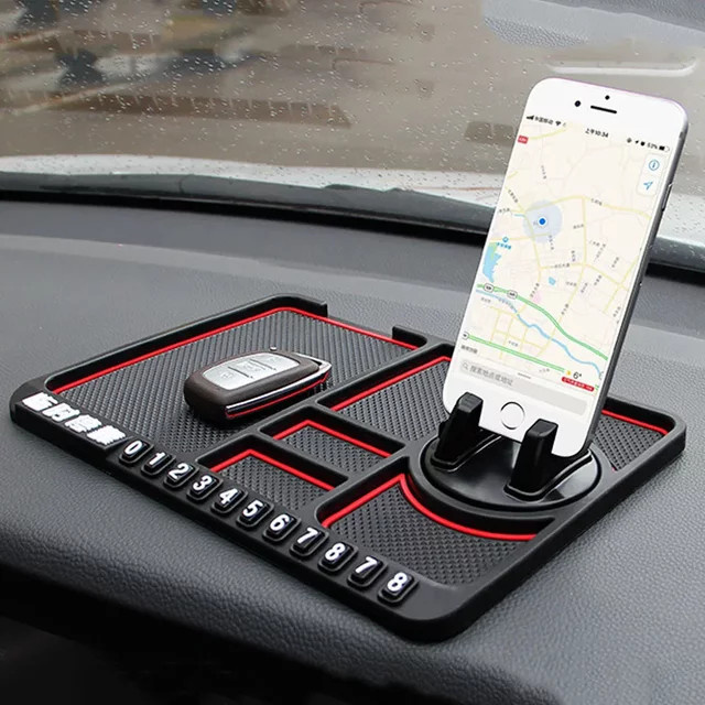 Multifunktionale Anti-Rutsch-Matte für das Armaturenbrett als Telefonhalter aus Silikon, Schwarz - Bild 1