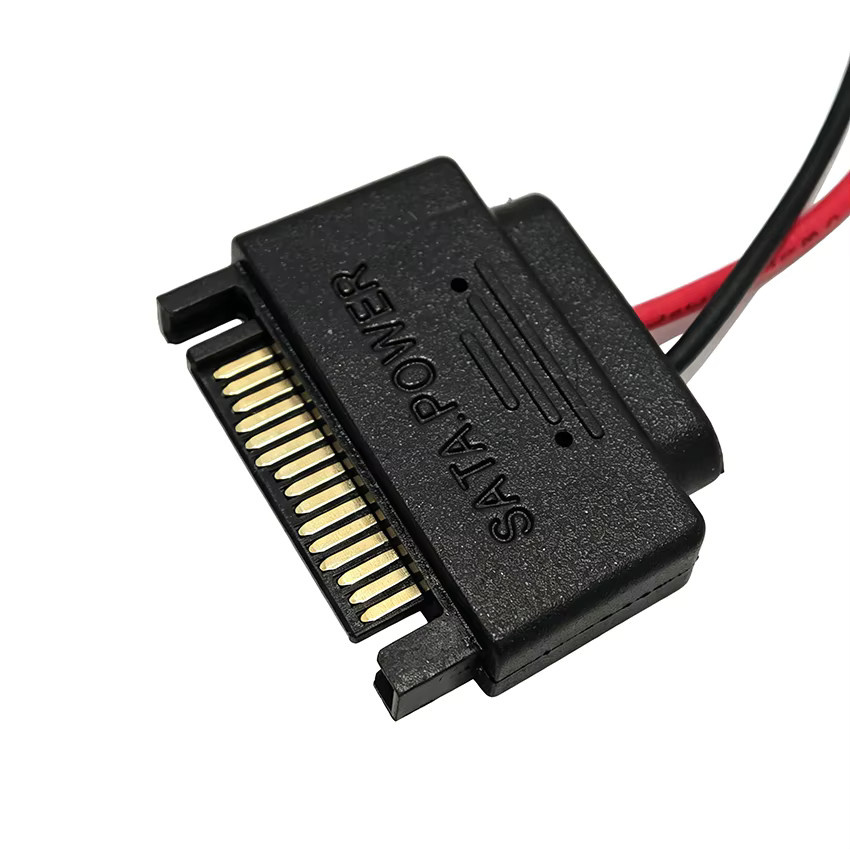 JCD SATA 15-Pin auf SATA 6-Pin Slimline Stromadapterkabel für Laptop-Laufwerke in Schwarz - Bild 2