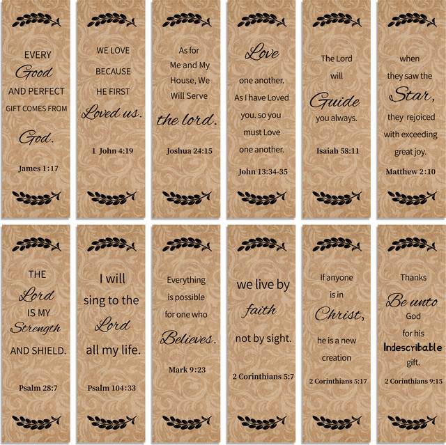 12-teiliges Lesezeichen-Set aus Papier in Braun mit Vintage-Schrift und inspirierenden Zitaten - Bild 1
