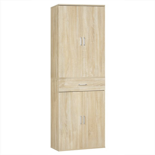 Eugad Aktenschrank mit Schubladen und Türen in Braun und Beige, moderner Aufbewahrungsschrank für Home-Office und Küche, B/T/H: 60 x 34 x 180 cm - Bild 1