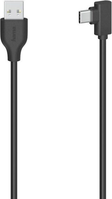 Hama USB-C auf USB-A Kabel in Schwarz mit 90 Grad Stecker, USB 2.0, 480 Mbit/s, Länge: 0,75 m - Bild 1