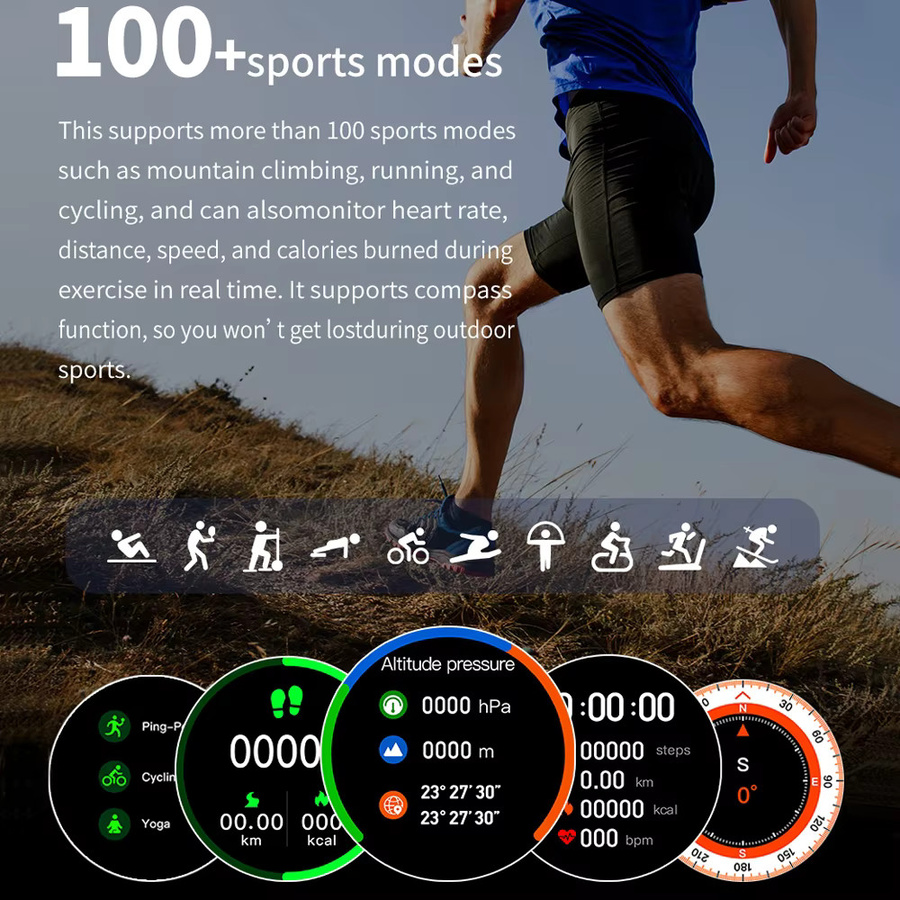 Jooeniok Smartwatch, Schwarz, GPS, NFC, Unisex - Bild 3