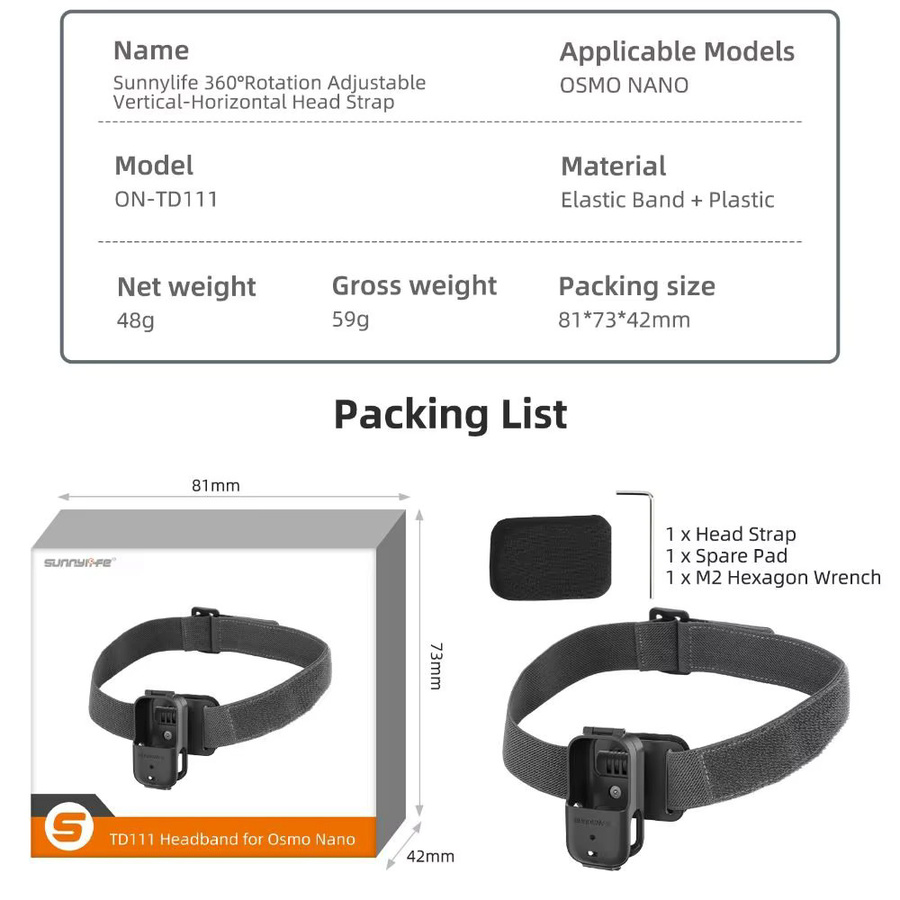 Verstellbarer und elastischer Kopfgurt für DJI Osmo Nano, vertikal oder horizontal nutzbar, leicht und drehbar - Bild 4