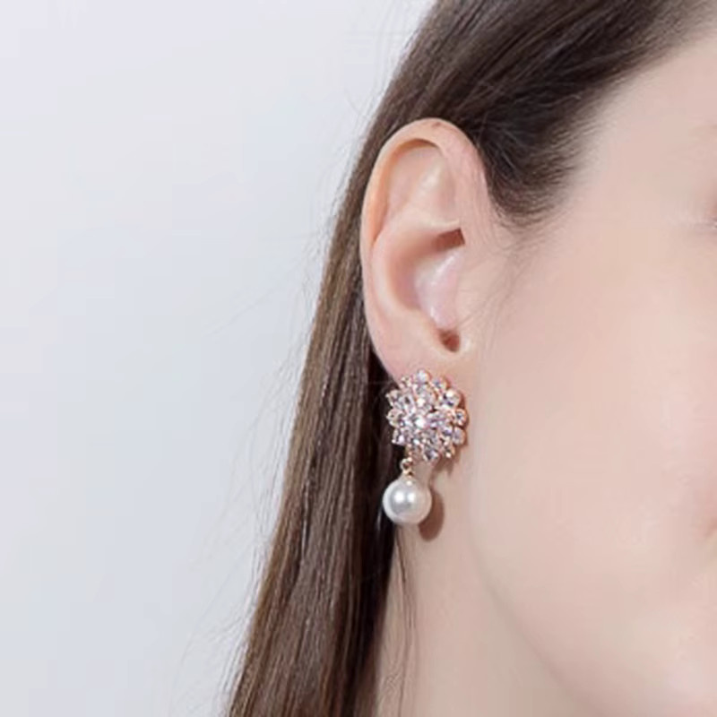 Huitan Damen-Ohrringe, Silber, Perle, Zirkonia - Bild 4