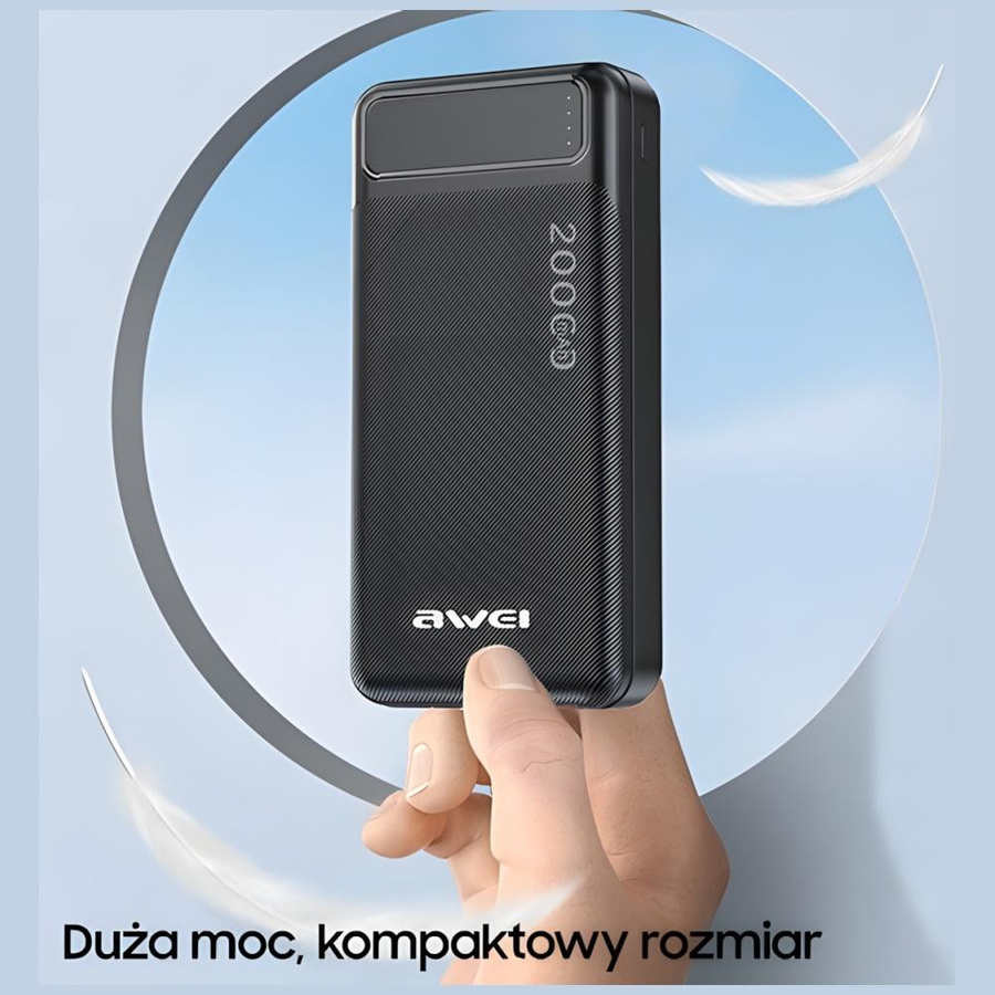 Awei Powerbank P6K mit 20000mAh, 2x USB und Power Delivery in Schwarz - Bild 2