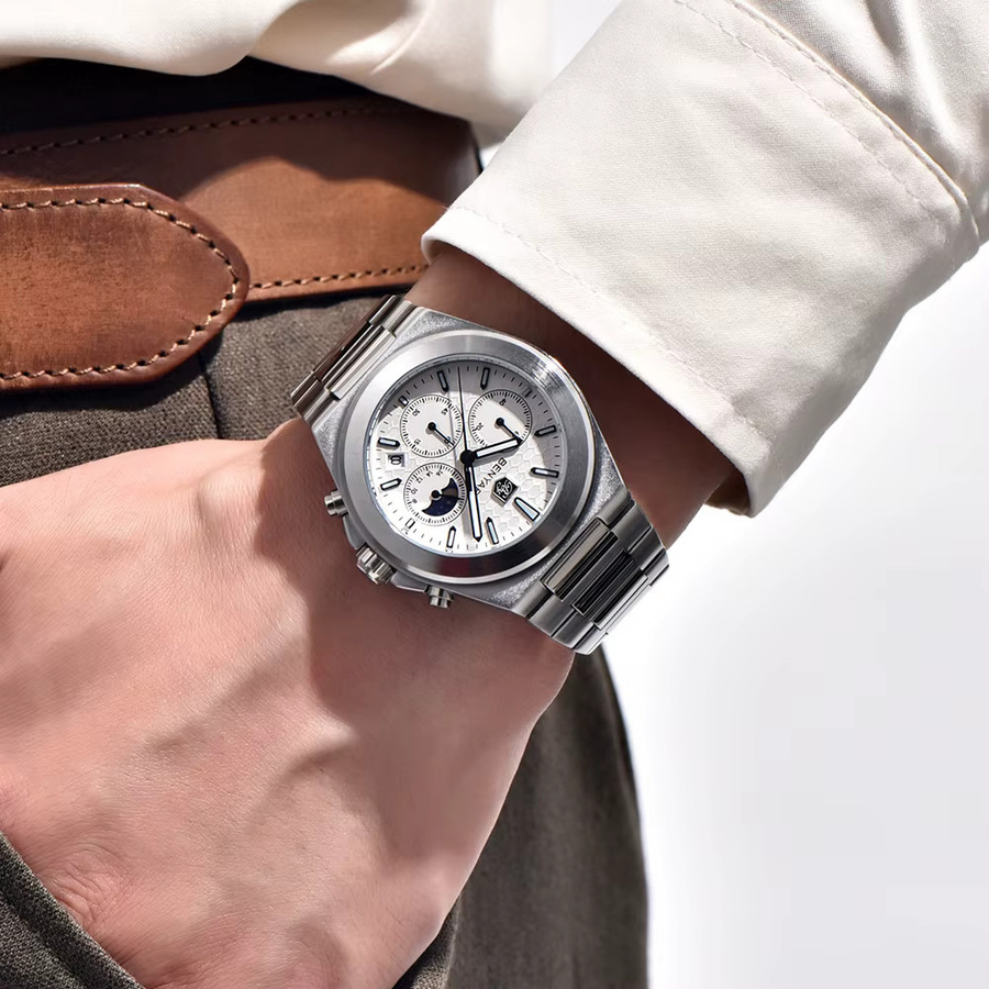 BENYAR Armbanduhr, Quarz, Edelstahl, Mondphase, Grün, Herren - Bild 5