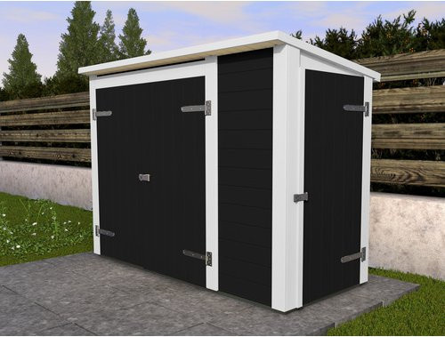WEKA Gartenschrank Multibox aus Holz mit Regalsystem und Doppeltür, Anthrazit-Grau-Weiß, B/H/T: 215 x 152 x 95 cm - Bild 3