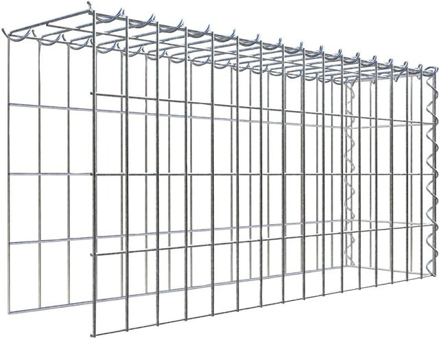 Gabiona Anbaukorb Typ 4 aus Stahl in Silbergrau, B/T/H: 80 x 40 x 20 cm, Maschenweite 5 x 10 cm - Bild 1
