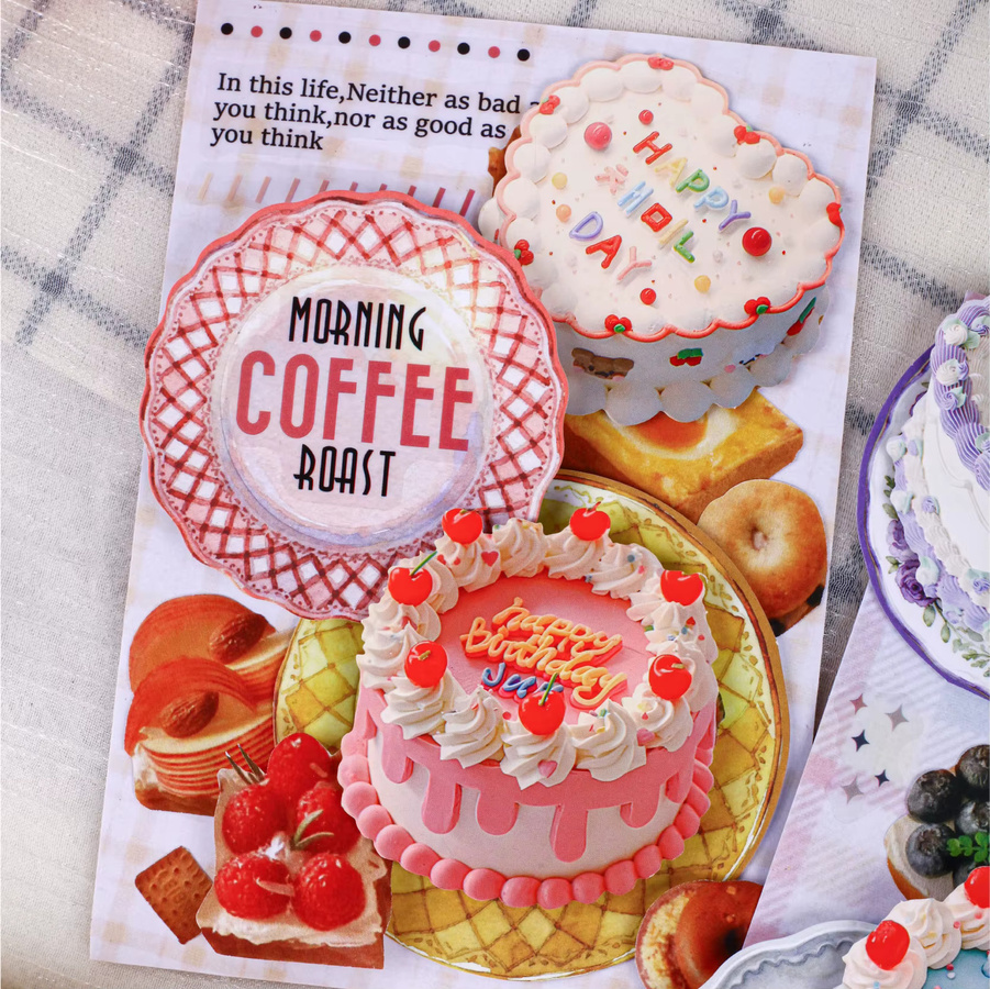 Retro Story Hard Card Sticker Pack Cake Series Kreative DIY-Dekorationsaufkleber aus Papier, Mehrfarbig - Bild 1