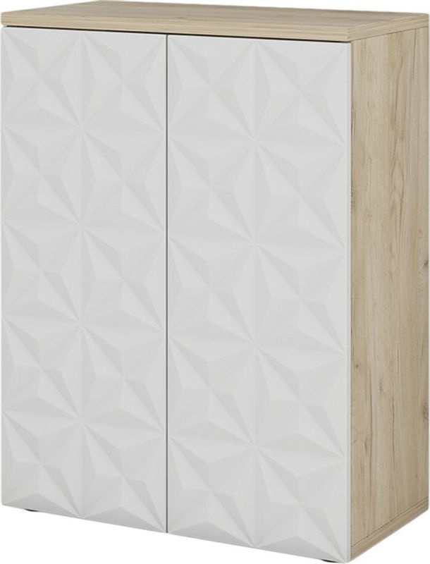 Vicco Badschrank Edge Badezimmerkommode in Weiß und Eiche mit 2 Türen und 3 Fächern, B/T/H: 60 x 30 x 79,5 cm - Bild 2