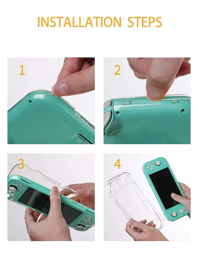DATA FROG Transparente Schutzhülle aus Kristall für die Nintendo Switch Lite, harte und stoßfeste PC-Abdeckung in Transparent - Bild 3