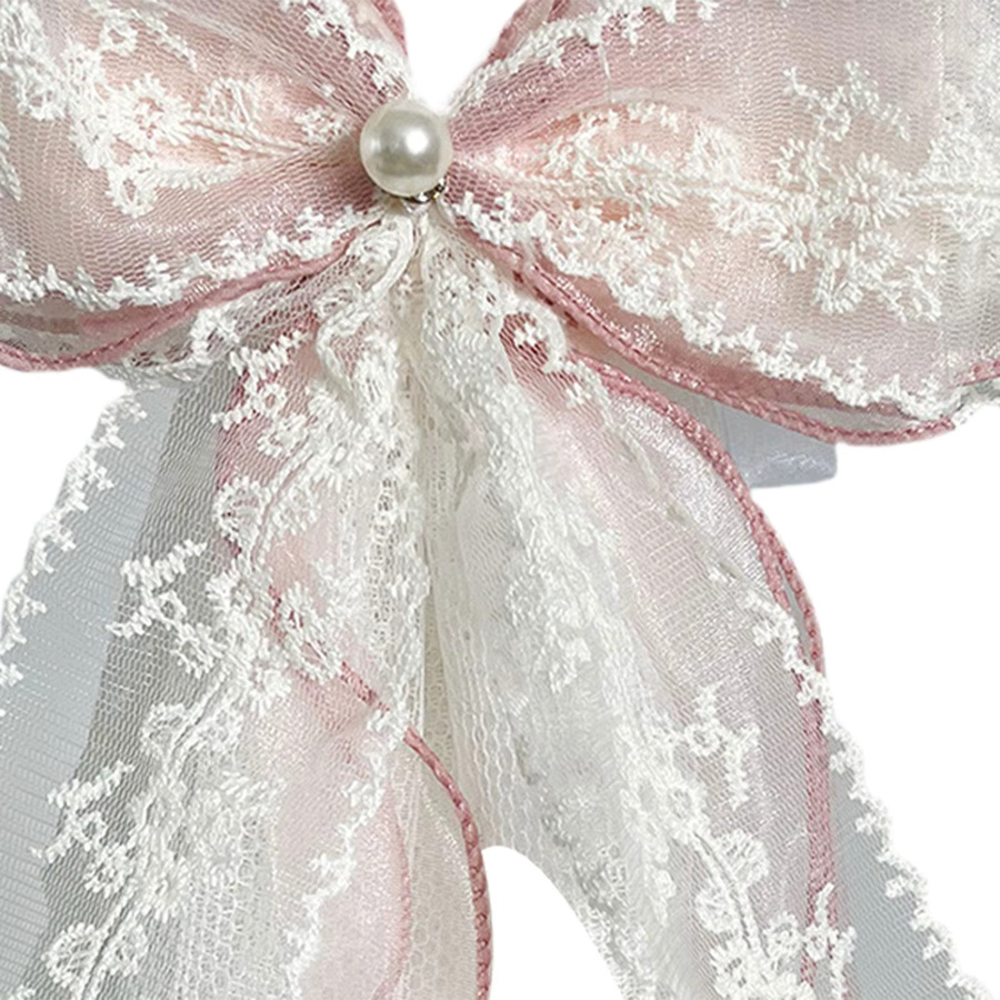 MagiDeal Vorhang-Raffhalter mit floralem Design und Schleife in Beige oder Weiß - Bild 2