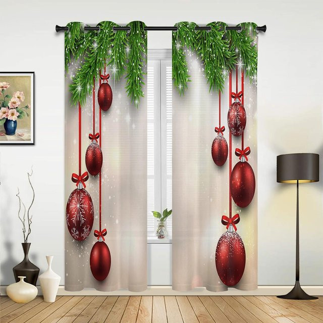 Weihnachtsdekoration Vorhang mit Schneeflocken-Motiv in Weiß, halbtransparent, Breite: 135 cm, Höhe: 60 cm - Bild 1
