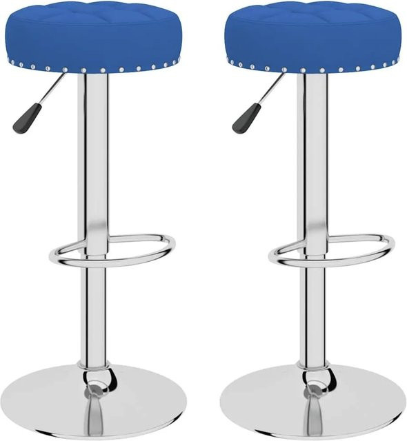 DELUKE Barhocker KENTR 2er Set, höhenverstellbare Barstühle aus blauem Stoff, drehbar, für Küche und Hausbar - Bild 1