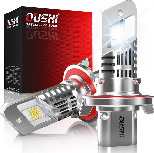 OUSHI H13 LED-Scheinwerferlampen 9008 Hi/Lo in Xenon-Weiß, 20.000 lm, 6500 K, Silber/Weiß - Bild 1