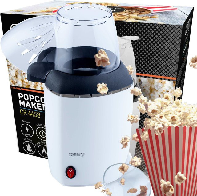 Camry Popcornmaschine mit Heißluftfunktion, 1200 W, Weiß - Bild 1