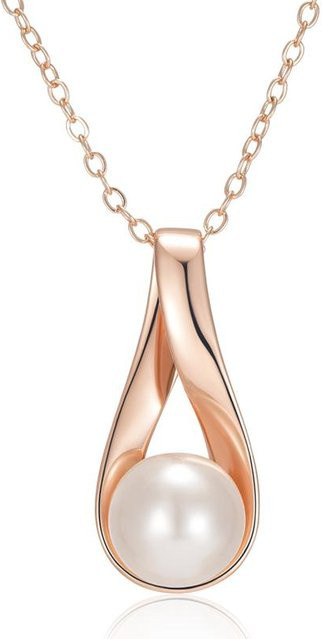 Halskette mit Anhänger Roségold, Perle, Zirkonia, Damen - Bild 1