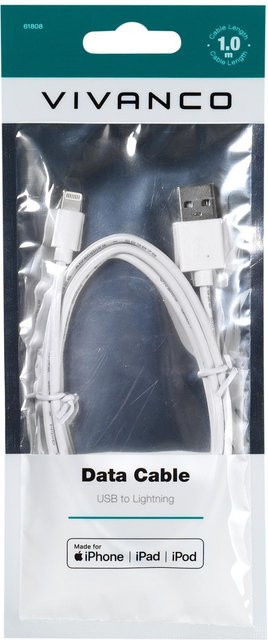 Apple Lightning USB-A Datenkabel für iPhone und iPad in Weiß, 1 m - Bild 1