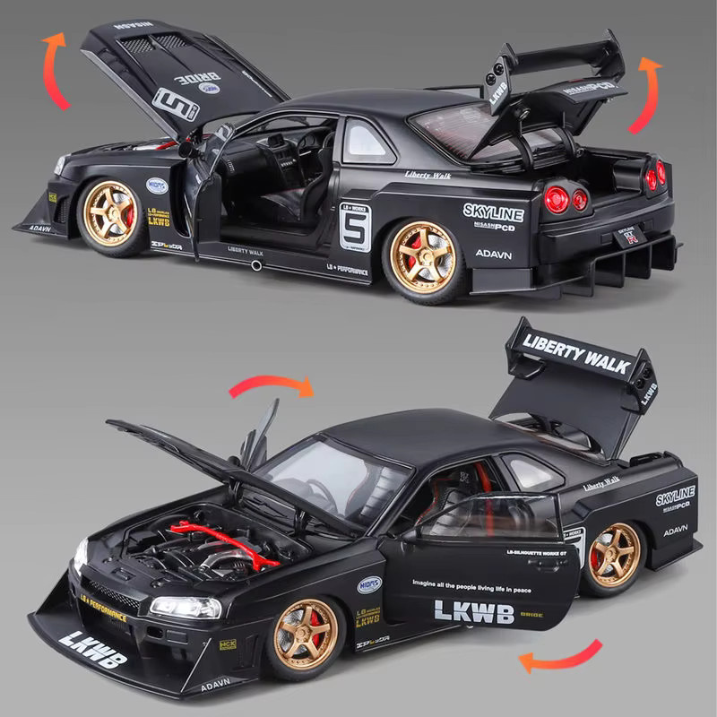 MAKEDA Silvia Skyline Ares GT-R R34, Sportwagenmodell, 1:24, Metall, mit Licht und Sound - Bild 1