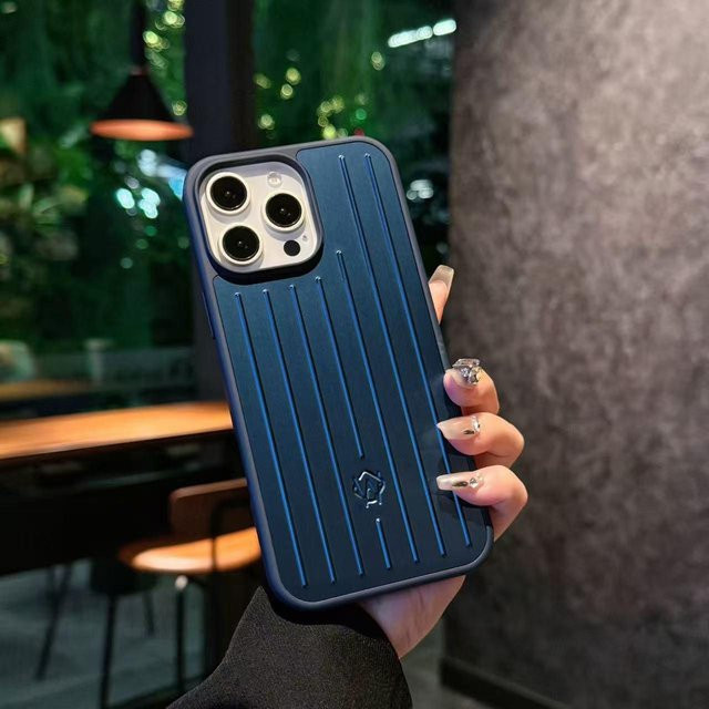 YYDS123 Luxus Business Handyhülle aus Aluminiumlegierung mit 3D Wellenstreifen für iPhone 17 Pro Max, 16, 15, 14 in Blau - Bild 1
