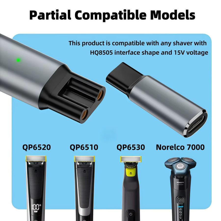 Philips Norelco OneBlade Pro Ladeadapter USB-C 15V Konverter für QP6510, QP6520, QP6530 in Schwarz - Bild 5