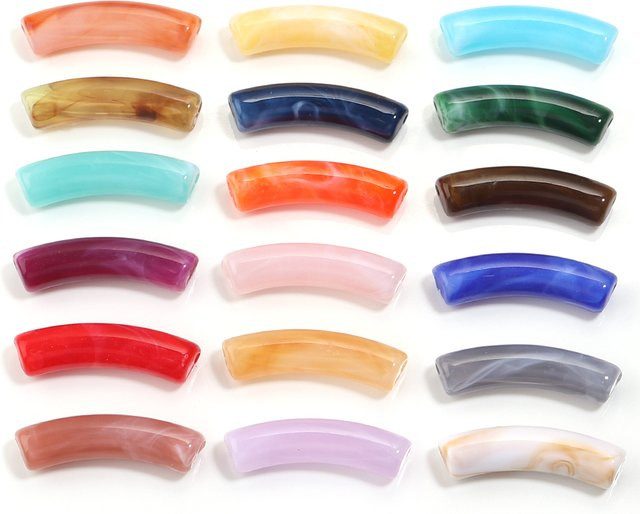 louleur Acryl-Röhrenperlen, gebogen, zweifarbig, 31 x 8 mm - Bild 1