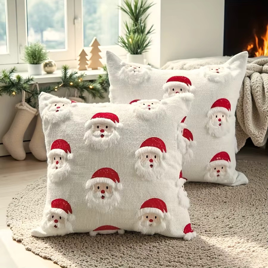 DUTRIEUX Weihnachtliches 3D Santa Claus Kissen mit Bezug aus Polyester, Weiß, B/T/H: 45,72 x 45,72 x 0 cm - Bild 2