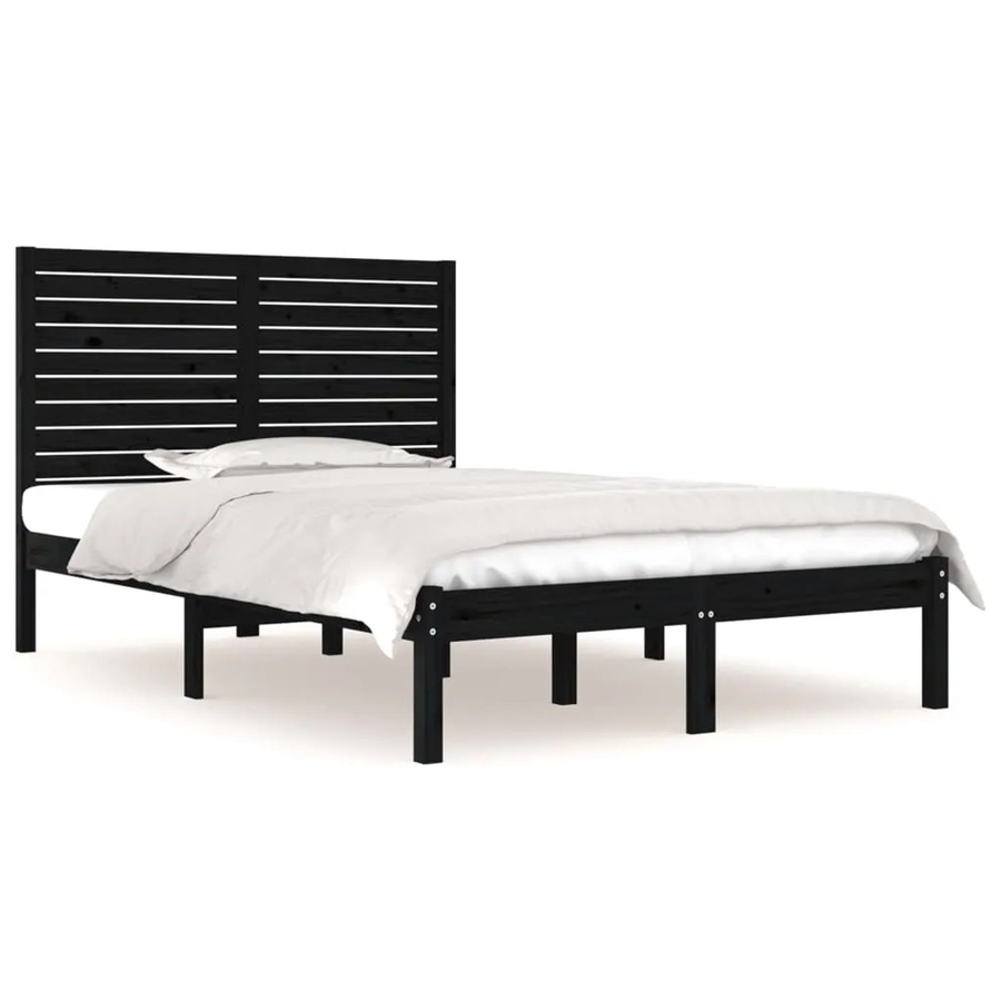 vidaXL Massivholzbett aus Kiefer in Schwarz, B/T/H: 140 x 190 cm - Bild 2