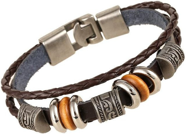 LMXWLY Armband, Rindsleder, Perlen, mehrschichtig, schwarz, 20cm, Damen - Bild 1