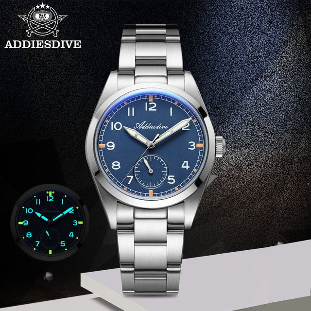ADDIESDIVE Armbanduhr, Quarz, Edelstahl, 36 mm, Herren, Blau, Silber - Bild 1