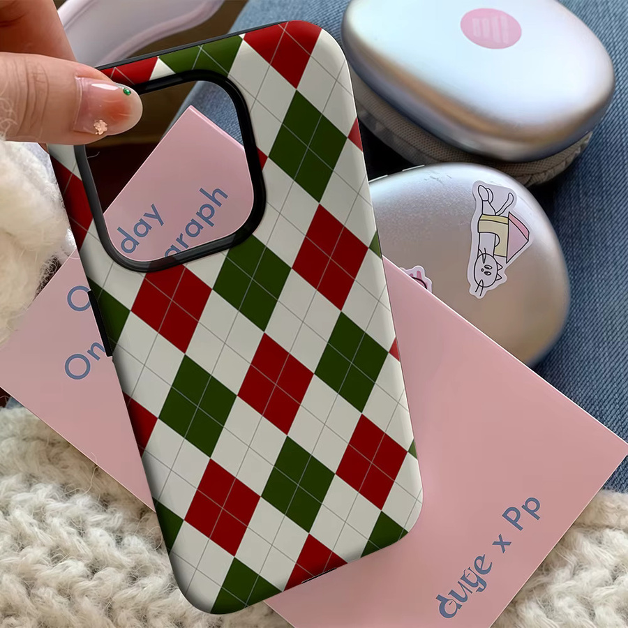 Argyle Classic Christmas Handyhülle für iPhone 17 16 15 14 13 12 11 Pro Max Plus mit doppelschichtiger Rückseite in Multicolour - Bild 5